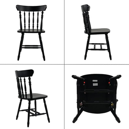 chairus Vintage Black Dining Chairs Set of 8, Farmhouse Windsor Wooden Dining Room Chairs with Turned Spindle Back & Legs, Traditional Colonial Armless Side Kitchen Chairs