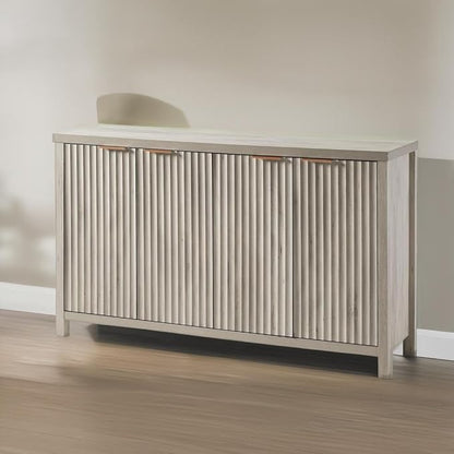 OAKHAM HOME Fluted Sideboard Buffet Cabinet with Storage, 56" Large Buffet Modern Credenza with Adjustable Shelves, Farmhouse Media Console Storage Cabinets for Living Room Entryway, Gray