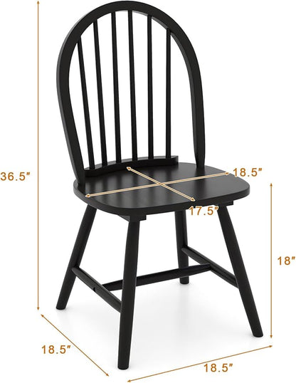 Safeplus 18" Oak Dining Chairs Set of 2, Wood Windsor Chair with Spindle Back for Country Farmhouse Kitchen Island