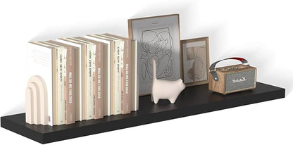 Large Floating Shelves for Wall 1 Pack Deep Floating Shelves No Drilling Accessories Included Deep Wall Shelves for Living Room Kitchen Farmhouse 48" W x 12" D x 1.2" H Black