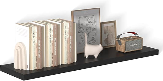 Large Floating Shelves for Wall 1 Pack Deep Floating Shelves No Drilling Accessories Included Deep Wall Shelves for Living Room Kitchen Farmhouse 48" W x 12" D x 1.2" H Black