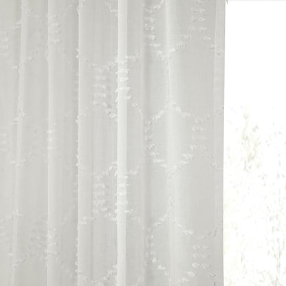 HPD Half Price Drapes Patterned Faux Linen Sheer Curtains for Living Room or Bedroom 50 X 108 (1 Panel), Rod Pocket Window Curtains for Bedroom, Marseille Shell
