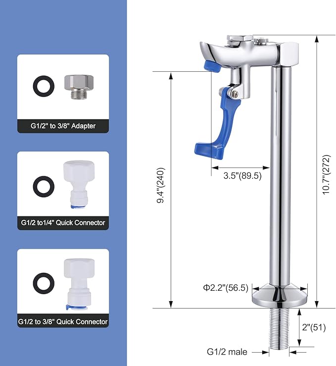 WOWOW Glass Filler Faucet, 9-Inch Push-Back Water Filler Faucet Deck Mount Pedestal Glass Filler Water Station, Stainless Steel Drinking Water Filling Faucet for Bar Hotel Restaurant Cafes
