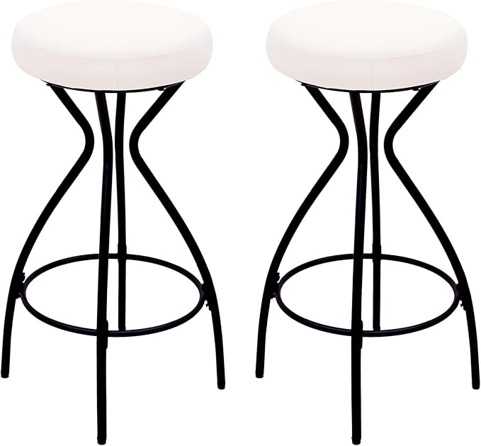 Modern Backless Bar Stools Set of 2 Round Upholstered Counter Stools for Kitchen Island Velvet Dining Chairs,for Living Room