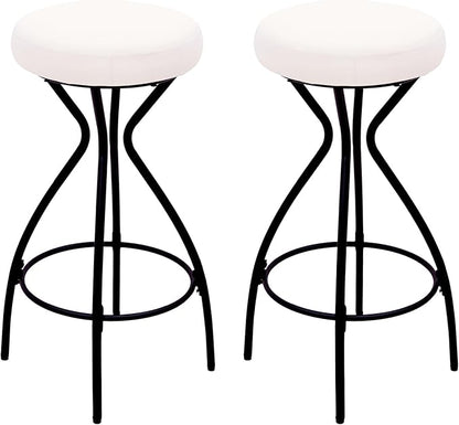 Modern Backless Bar Stools Set of 2 Round Upholstered Counter Stools for Kitchen Island Velvet Dining Chairs,for Living Room