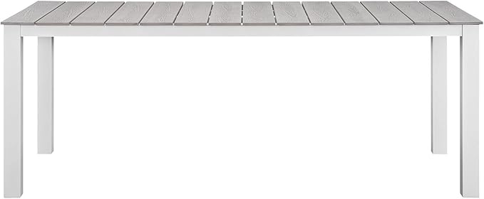 Modway EEI-1509-WHI-LGR Maine White Light Gray 80" Outdoor Patio Dining Table, Green