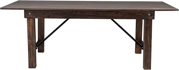Flash Furniture HERCULES 7' x 40" Rectangular Antique Rustic Solid Pine Folding Farm Table, Mahogany