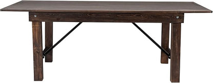 Flash Furniture HERCULES 7' x 40" Rectangular Antique Rustic Solid Pine Folding Farm Table, Mahogany