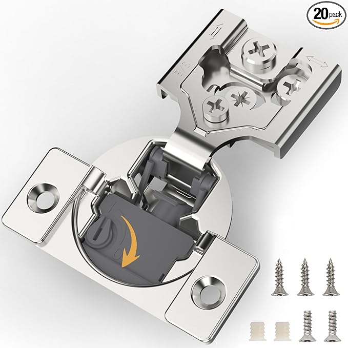 [Closing Speed Control] 20 Pack 3/8 Inch Overlay Soft Close Hinges for Face Frame Cabinet, 4D Adjustment, Stainless Steel Kitchen Cabinet Hardware, 105° Open Concealed Self Closing Hinge