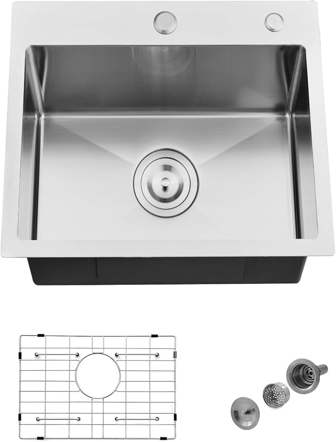 18 inch Drop in Kitchen Sink, 18" x 17" Drop in Utility Sink 16 Gauge Stainless Steel Small Wet Bar Prep Sink Single Bowl Deep Basin
