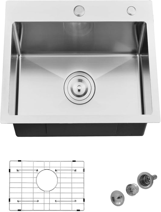18 inch Drop in Kitchen Sink, 18" x 17" Drop in Utility Sink 16 Gauge Stainless Steel Small Wet Bar Prep Sink Single Bowl Deep Basin