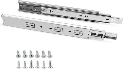 Gobrico Drawer Slides 20 inch 1 Pair，Soft Close Drawer Slides 3 Fold, Hardware Cabinet Drawer Slides Full Extension Drawer Glides, Heavy Duty Hydraulic Self Close Rails, Side Mount Ball Bearing
