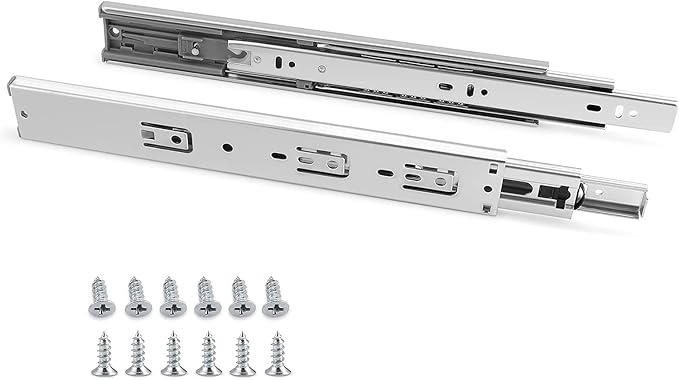 Gobrico 12 inch Drawer Slides 2 Pair，Soft Close Drawer Slides 3 Fold, Cabinet Drawer Slides Full Extension Drawer Slides, Heavy Duty Slide Rails, Side Mount Ball Bearing Tracks Guide Drawer Glides