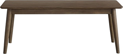 Alaterre Furniture Calais Dining – Mid Century Modern 46-Inch Solid Wood Dining Bench – Entryway Bench with Minimalist Design for Entryway, Dining Room, Kitchen, or Bedroom (Warm Walnut Finish)