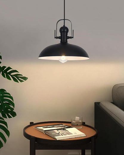 Black Pendant Lights Kitchen Island 2 Pack, Dome Pendant Light 13.8" W, Black Farmhouse Pendant Light for Kitchen Barn Hallway Porch Dining Room