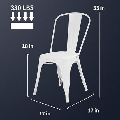 FDW Metal Dining Chairs Metal Chairs Patio Chair Seat Height Dining Room Kitchen Chair Tolix Restaurant Chairs Bar Stackable Chair Trattoria Metal Indoor Outdoor Chairs (Cream)