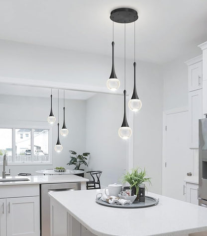 Crystal Chandelier for Dining Room Glam 3 Light Cluster Crystal Pendant Light Dimmable LED Chandeliers for Kitchen Island Living Room Black
