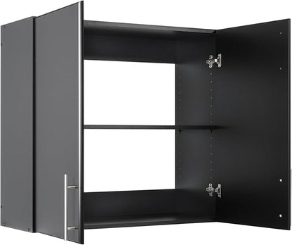 Prepac Elite 32" Wall Cabinet, Black Storage Cabinet with 1 Adjustable Shelf for Kitchen, Bathroom, 12" D x 32" W x 30" H, BEW-3230