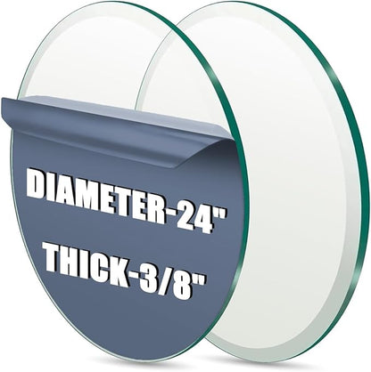24" Round Tempered Glass Table Top - 3/8 "-Thick Beveled Edge