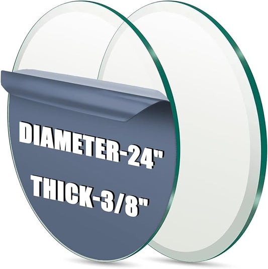 24" Round Tempered Glass Table Top - 3/8 "-Thick Beveled Edge