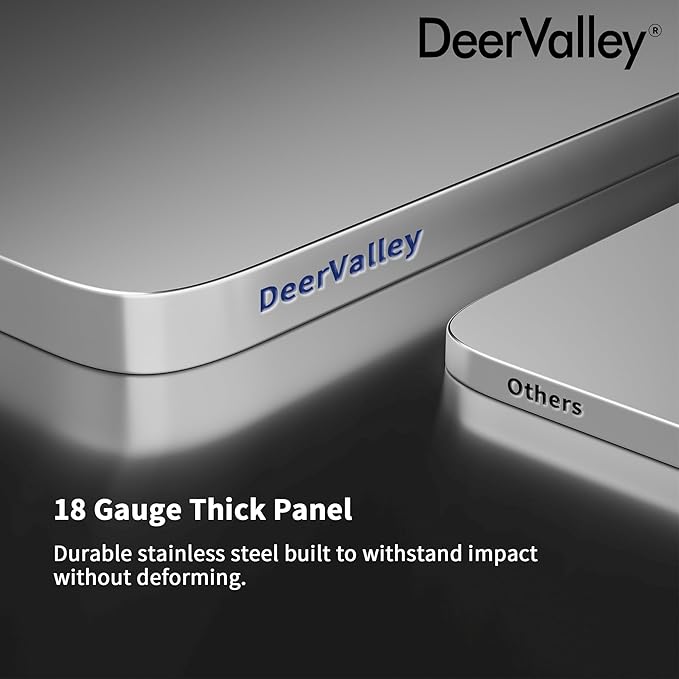 DeerValley 27 Inch Undermount Kitchen Sink 18 Gauge Stainless Steel Kitchen Sink Spacious Single Bowl Sinks with Basket Strainer Curved Shape Round Corner Deep Sinks for Modern Kitchens