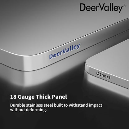 DeerValley 27 Inch Undermount Kitchen Sink 18 Gauge Stainless Steel Kitchen Sink Spacious Single Bowl Sinks with Basket Strainer Curved Shape Round Corner Deep Sinks for Modern Kitchens