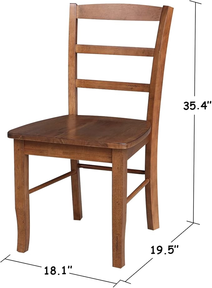 IC INTERNATIONAL CONCEPTS Set of 2 Solid Wood Madrid Ladderback Chairs in Distressed Oak