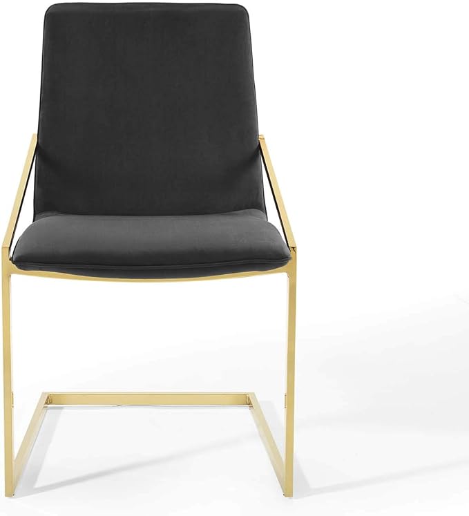Modway Pitch Performance Velvet Dining Armchair, Gold Black 21.5 x 19.5 x 35.5