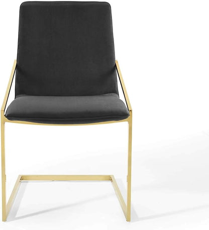 Modway Pitch Performance Velvet Dining Armchair, Gold Black 21.5 x 19.5 x 35.5