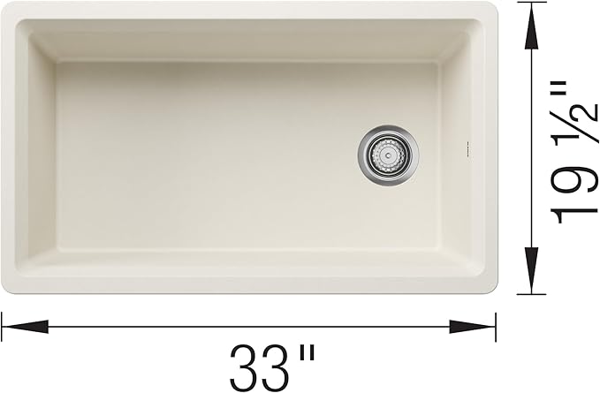 Inteos SILGRANIT 33" Single Bowl Reversible Undermount Workstation Kitchen Sink - Soft White