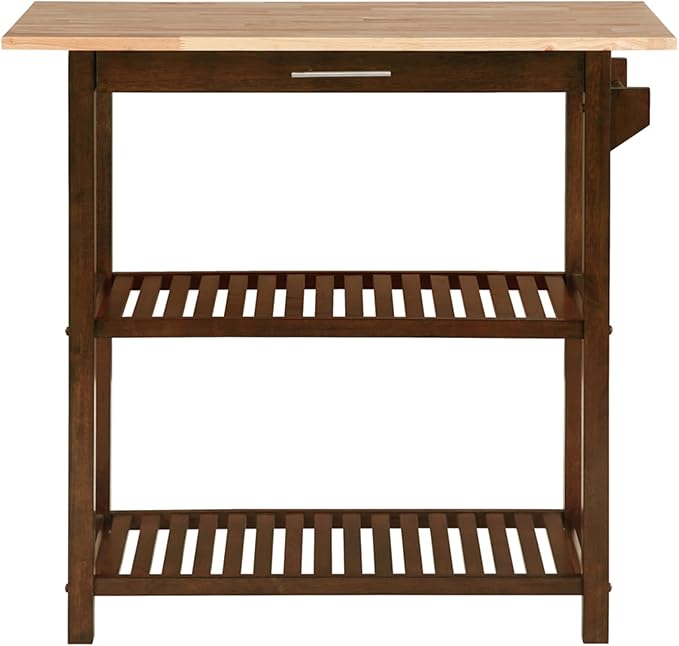 Convenience Concepts Designs2Go 3 Tier Butcher Block Kitchen Prep Island 40" - 3 Tier Modern Cooking Cart with Drawer, Food Serving Station for Kitchen, Dining Room, Espresso