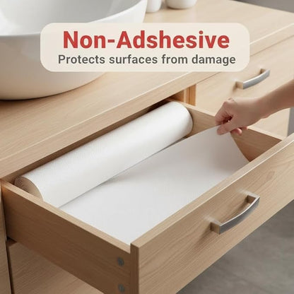 Coavas Shelf and Drawer Liner, Non Slip Extra Grip Non Adhesive Waterproof Thickened Cabinet Mat, Easy Cut for Kitchen Pantry Bathroom Dresser Cupboard (White, 12IN x 20FT)