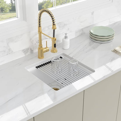18 Inch White Undermount Sink - Beslend 18x18 White Kitchen Sink Granite Composite Bar Sink Undermount Square Sinks With Cover Small Prep Bar Workstation Sink Single Bowl Under Counter