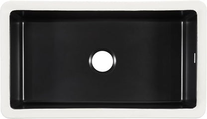 Sinkology Eden Fireclay Undermount Kitchen Sink, Undermount Installation, Surefire Finish (Matte Black, 31")