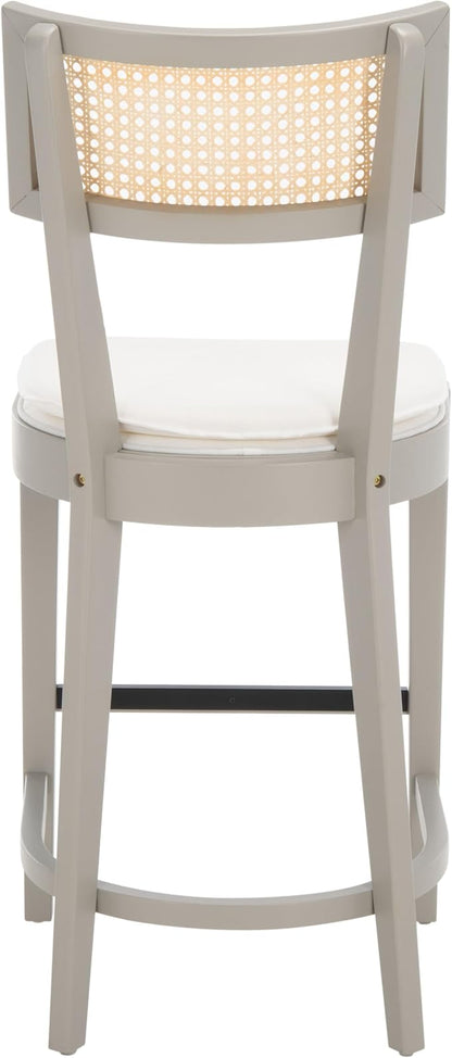 SAFAVIEH Home Collection Galway Grey/Natural 27-inch Seat Height Counter Stool for Kitchen Island Breakfast Nook