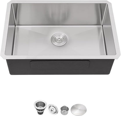 26 x 18 x 9 Inch undermount Kitchen Sink 16 Gague Stainless Steel Handmade Single Bowl Sink Large Deep Sinks,26"x18"x9"