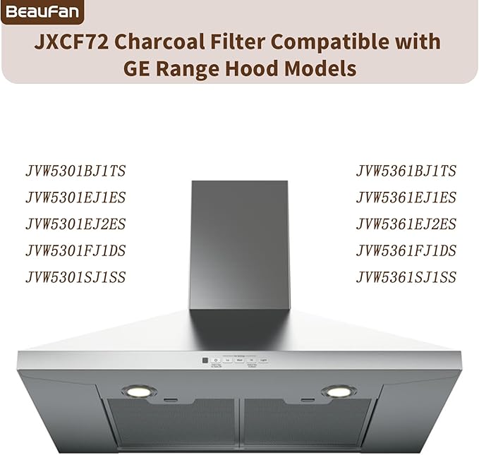 4 Pack JXCF72 Filter Replacement for GE Range Hoods JVW5301BJ1TS, JVW5301EJ1ES, JVW5301EJ2ES, JVW5301FJ1DS, JVW5301SJ1SS, JVW5361BJ1TS, JVW5361EJ1ES, JVW5361EJ2ES, JVW5361FJ1DS, JVW5361SJ1SS