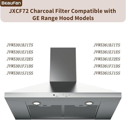 4 Pack JXCF72 Filter Replacement for GE Range Hoods JVW5301BJ1TS, JVW5301EJ1ES, JVW5301EJ2ES, JVW5301FJ1DS, JVW5301SJ1SS, JVW5361BJ1TS, JVW5361EJ1ES, JVW5361EJ2ES, JVW5361FJ1DS, JVW5361SJ1SS
