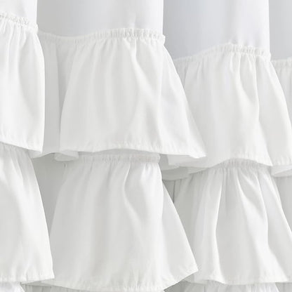 Lush Decor Allison Ruffle 100% Blackout Window Curtain Single 40" W x 84" L White - White Blackout Curtains for Bedroom or Nursery - Coquette Curtains