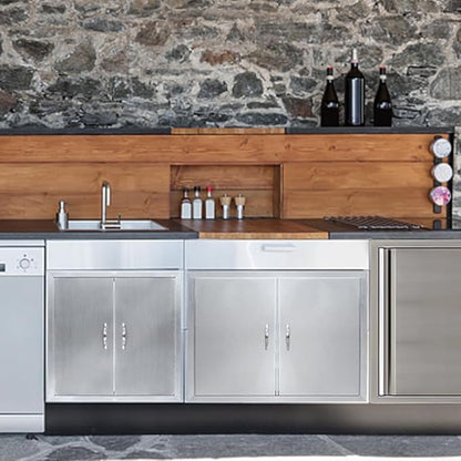Outdoor Kitchen Single Doors,17" W x 24" H Stainless Steel BBQ Access Door with Inline Grip,Easy Installation, Rust Resistant and Durable for BBQ Island,Grilling Station,Your Outdoor Cooking Space