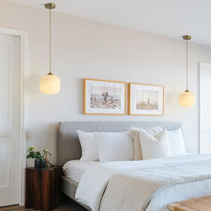 White Milk Glass Pendant Lights Antique Brass Ceiling Lights Brushed Gold Pendant Lights Set of 2 Modern Glass Hanging Light Fixture Small White Pendant Light