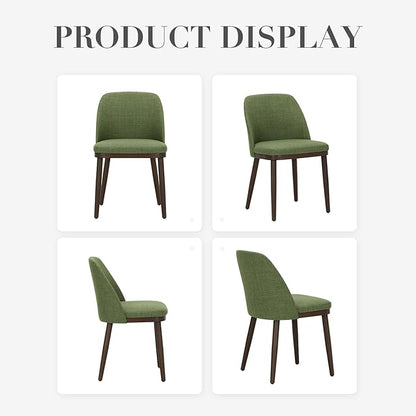 COLAMY Upholstered Dining Chairs Set of 6, Modern Kitchen Chairs with Back, Leather Side Dining Room Chairs with Wood Legs for Kitchen Dining Room Restaurant,Green
