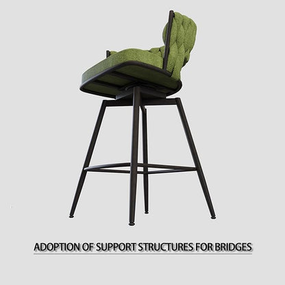 Modern Dining Chairs,Upholstered Linen Woven 360°Swivel Bar Island Chair & Black Footrest(Set of 2),Comfortable Curved Backrests Seat,Applicable to Kitchen,Living Room,Outdoor Lounge,Patio,Green