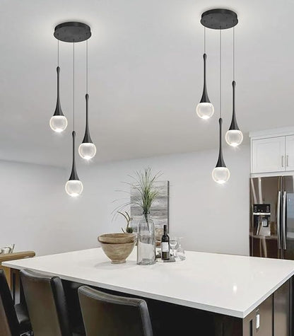 Crystal Chandelier for Dining Room Glam 3 Light Cluster Crystal Pendant Light Dimmable LED Chandeliers for Kitchen Island Living Room Black