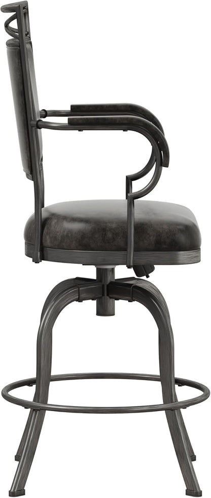 Hillsdale Bridgetown Metal Counter Height Swivel Stool, Pewter