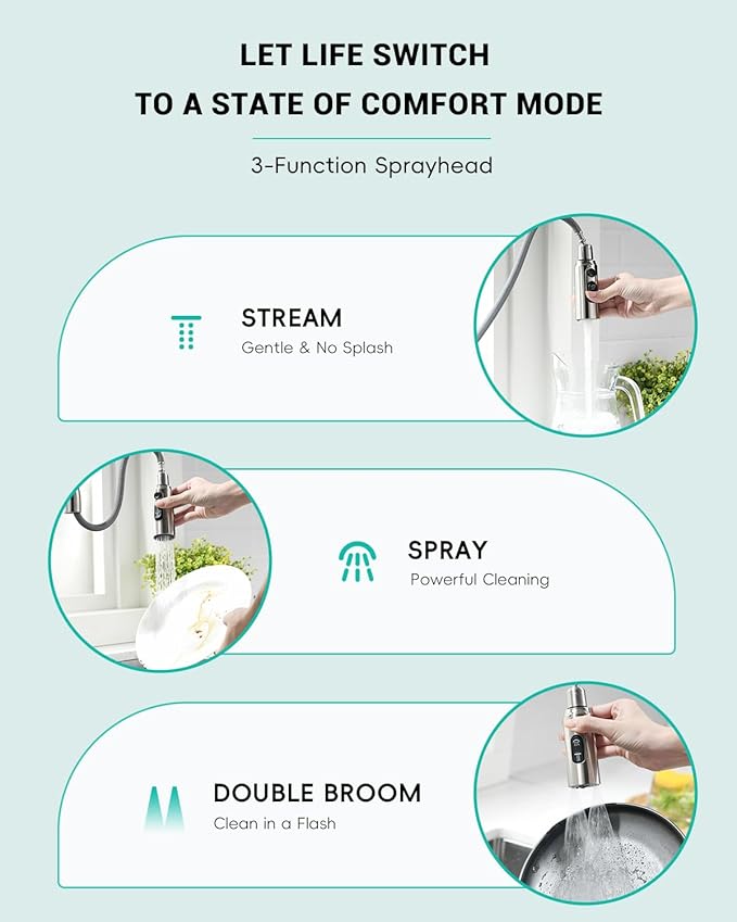 Touchless Spring Kitchen Sink Faucet with Pull Down Sprayer, Motion Sensor Touch on Faucets for Kitchen Sink, 360° Swivel Spout, Stainless Steel