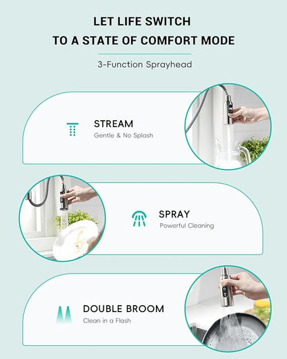 Touchless Spring Kitchen Sink Faucet with Pull Down Sprayer, Motion Sensor Touch on Faucets for Kitchen Sink, 360° Swivel Spout, Stainless Steel