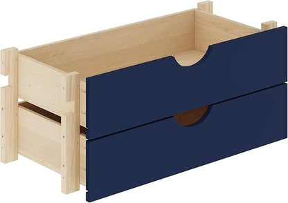 Palace Imports Solid Wood Kitchen Pantry Cabinet - 71.5" H x 48.5" W - Freestanding Storage Pantry w/ 2-Drawer Kit & Adjustable Shelves - Navy Blue, Renewable Eco-Friendly 100% Wood, Made in Brazil