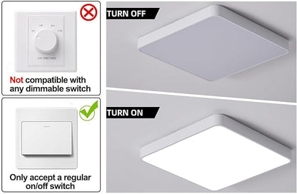 Ganeed 19.6 inch LED Ceiling Lights, 39W Square Flush Mount Day Light 6500K LED Ceiling Lamp, Energy Saving Light Fixture for Office Bedroom Kitchen Hallway Hotel, White