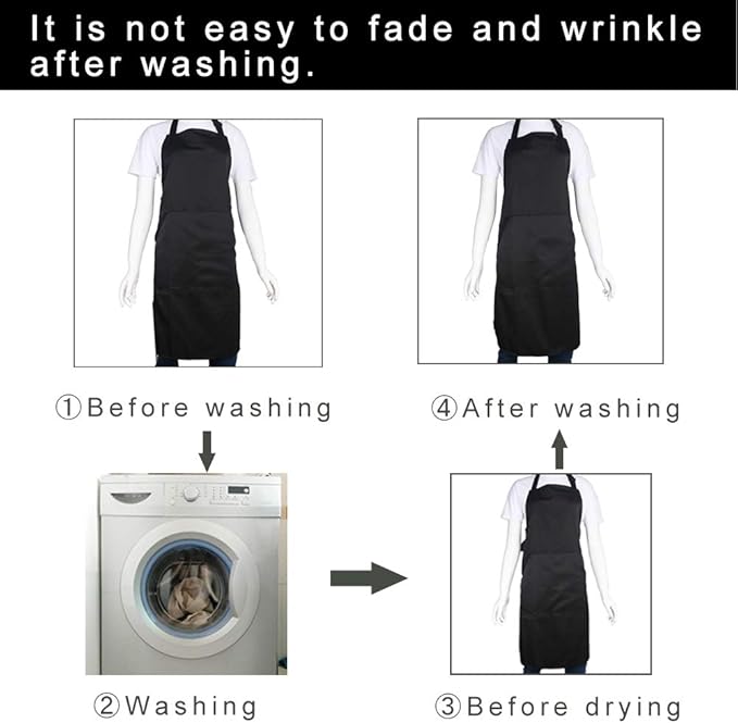 BIGHAS Adjustable Bib Apron with Long Ties for Women Men 18 Colors Chef Kitchen Cooking